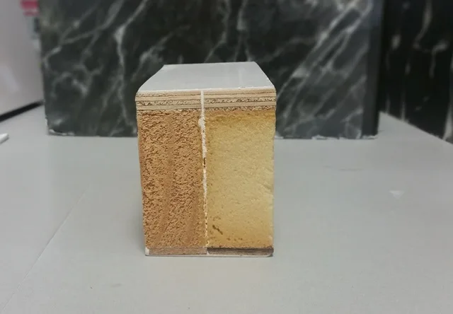 Structural polyurethane panel with timber perimetre and XM2 finish