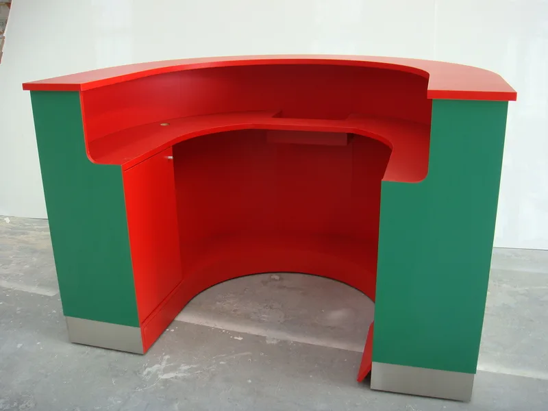 custom-designed check-in desk