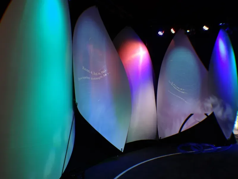 Moulded billowing-sail forms for the New Zealand display at the 2013 America’s Cup