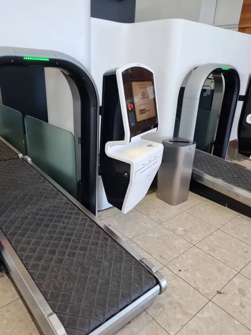 Completed BCS automated baggage check-in unit with a fibreglass shell manufactured by FDL